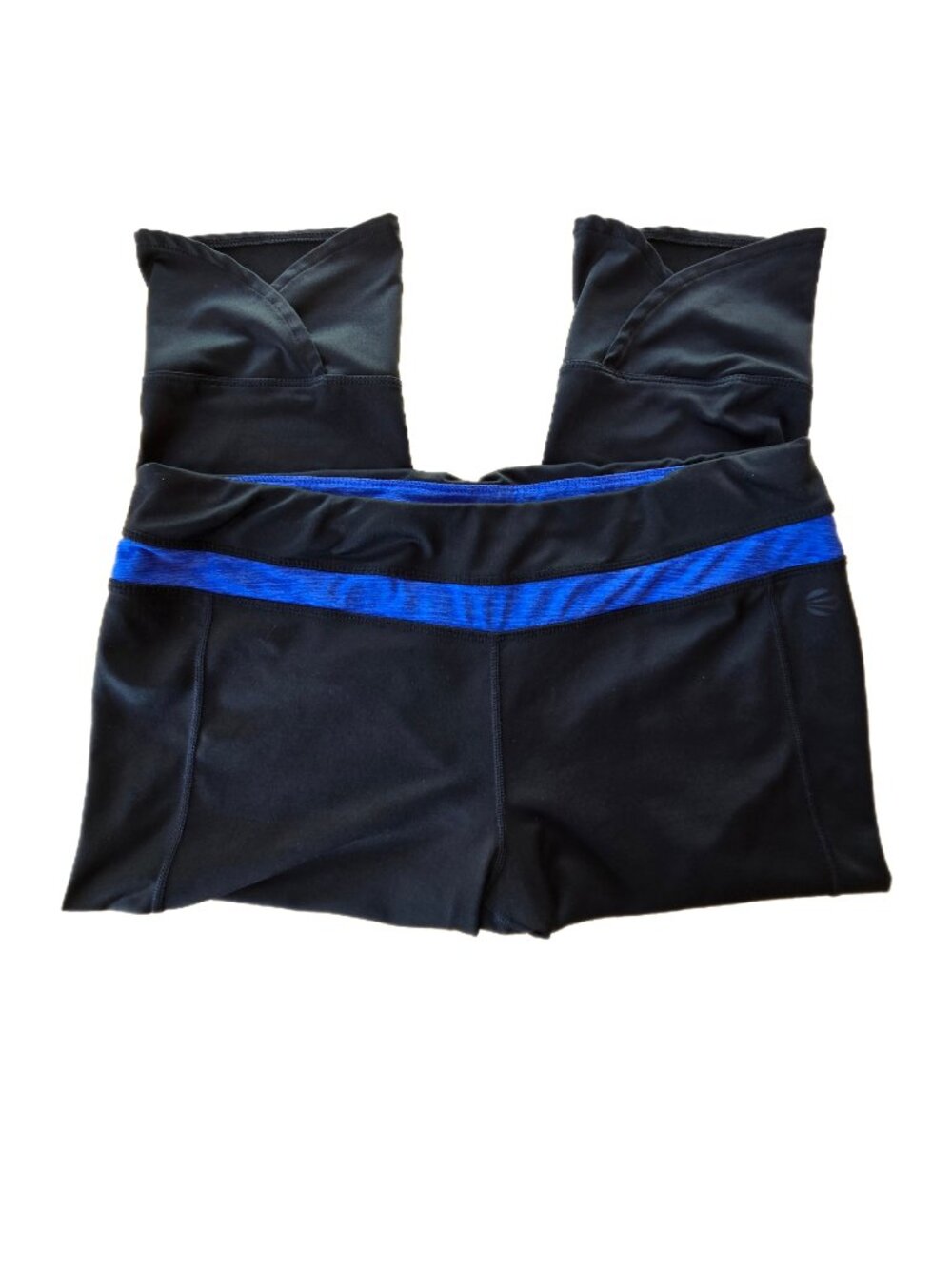 Impact Women's XL Black With Blue Activewear Capri Stretch Leggings